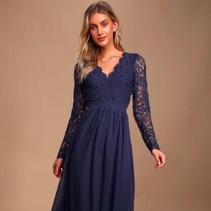 Lulus Awaken My Love Navy Blue Maxi Dress